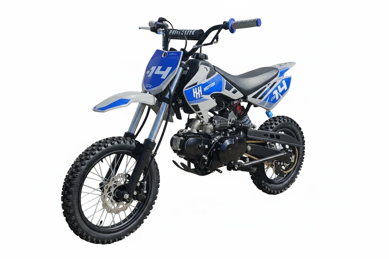 HHH DB-14 DLX 110cc Dirt Bike Fully Automatic Off Road Pit Bike Gas bike Dirt bike for youth (Blue)