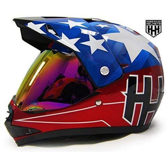 HHH DOT Youth Helmet for Dirtbike ATV Motocross MX Offroad Motorcyle Helmet with VISOR-RED