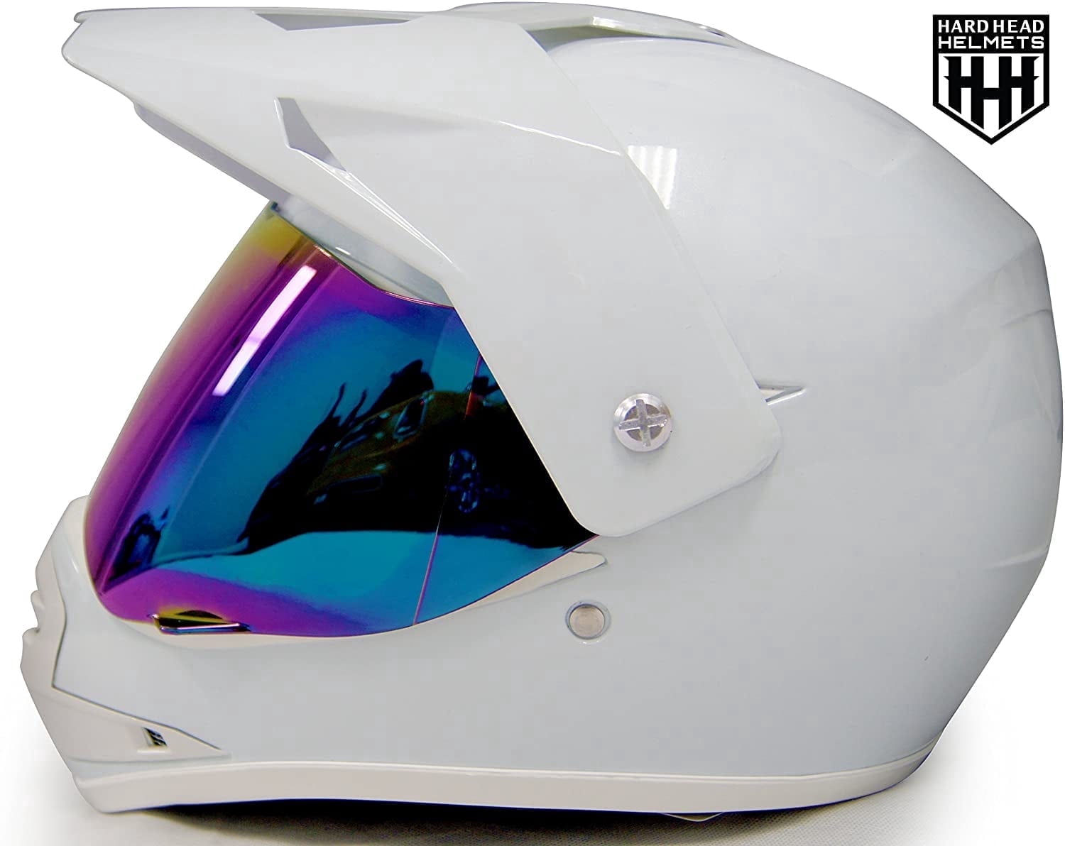 HHH DOT Youth Helmet for Dirtbike ATV Motocross MX Offroad Motorcyle Helmet with VISOR-White