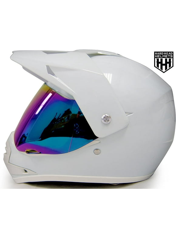 HHH DOT Youth Helmet for Dirtbike ATV Motocross MX Offroad Motorcyle Helmet with VISOR-White