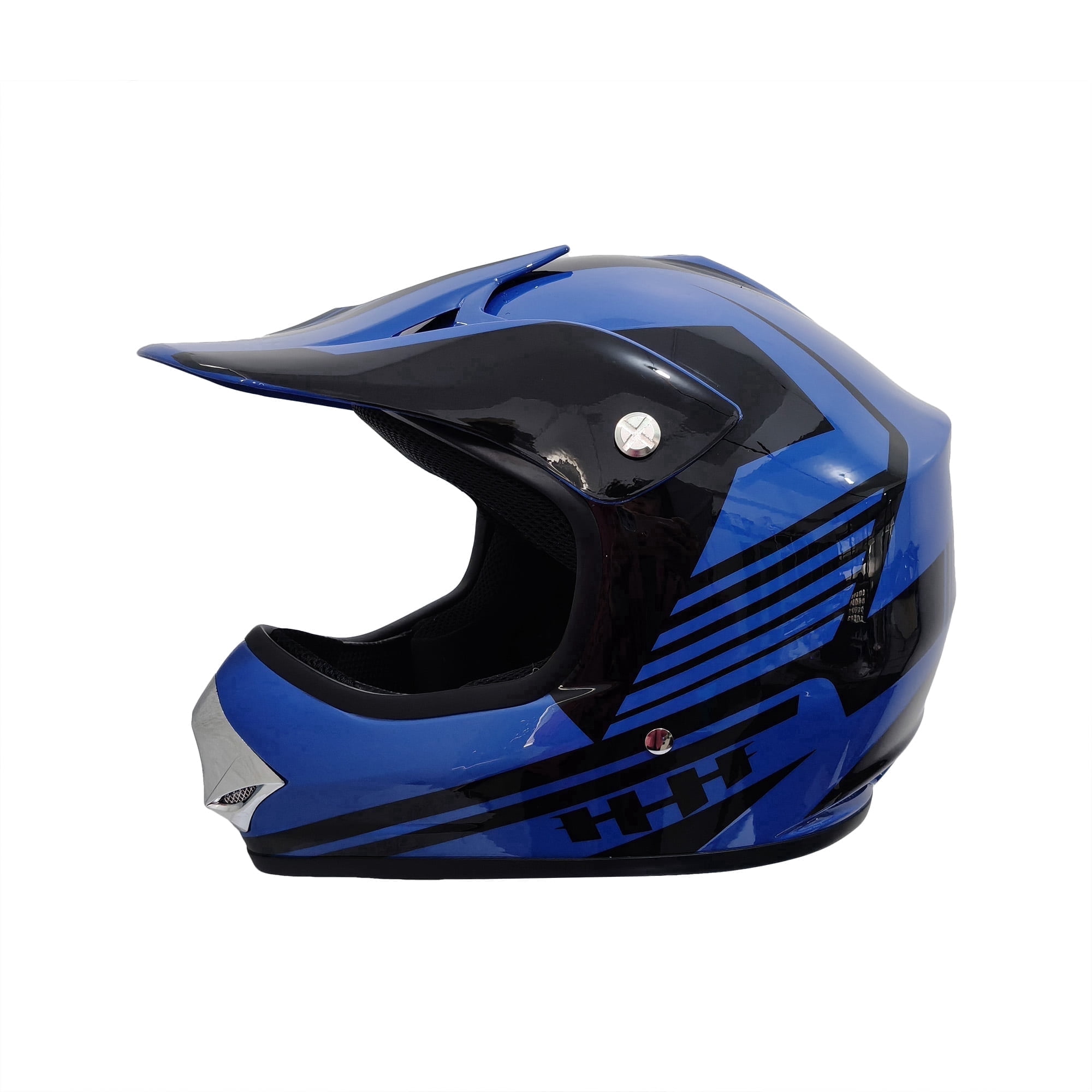 HHH Helmet Kids Teen Dirt Bike Safety Standard DOT Certified (Black-Blue)-Large
