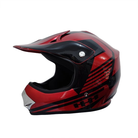HHH Helmet Kids Teen Dirt Bike Safety Standard DOT Certified (Red-Large)