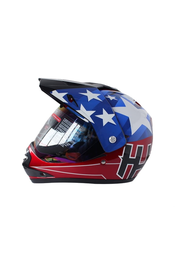 Helmet for Youth and Kids, Full Face with Visor, Dirt Bike Safety Standard DOT Certified-Blue-USA-Large