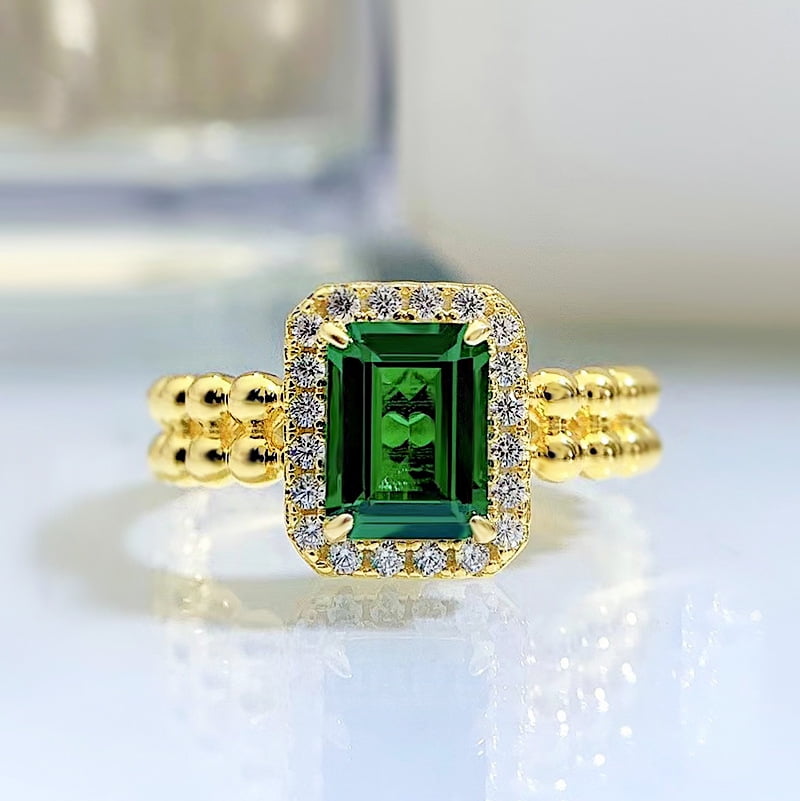HHH Jewelry 2025 New S925 Silver Simulation Emerald 2 Karat Ring High ...