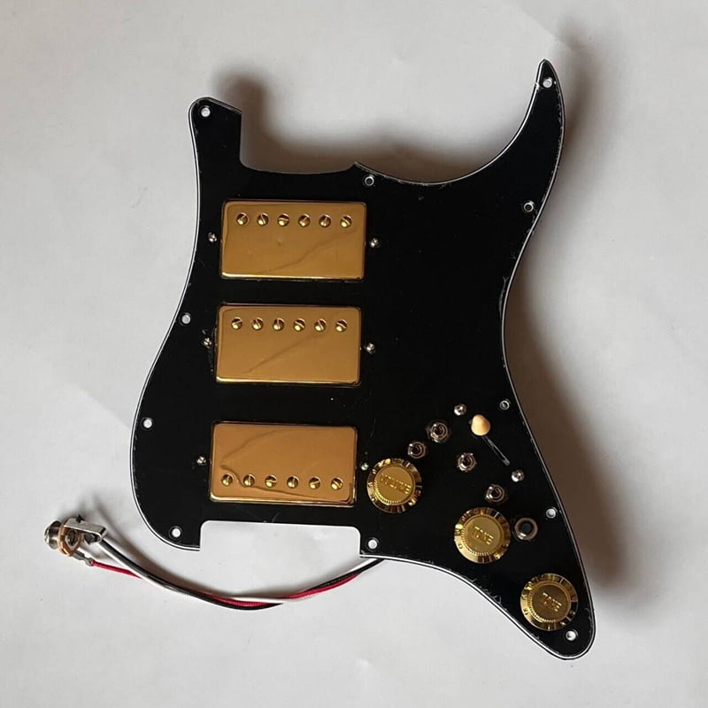 HHH Prewired Guitar Strat Pickguard Set, Alnico 5 Humbucker Pickups Coil Splitting Switch Multi Switch Harnesses ,For Fender St Electric Guitar Part Replacement