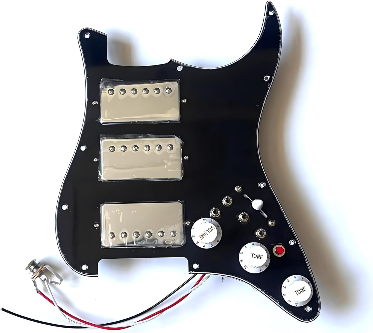 HHH Prewired Guitar Strat Pickguard Set, Chrome Housing Alnico 5