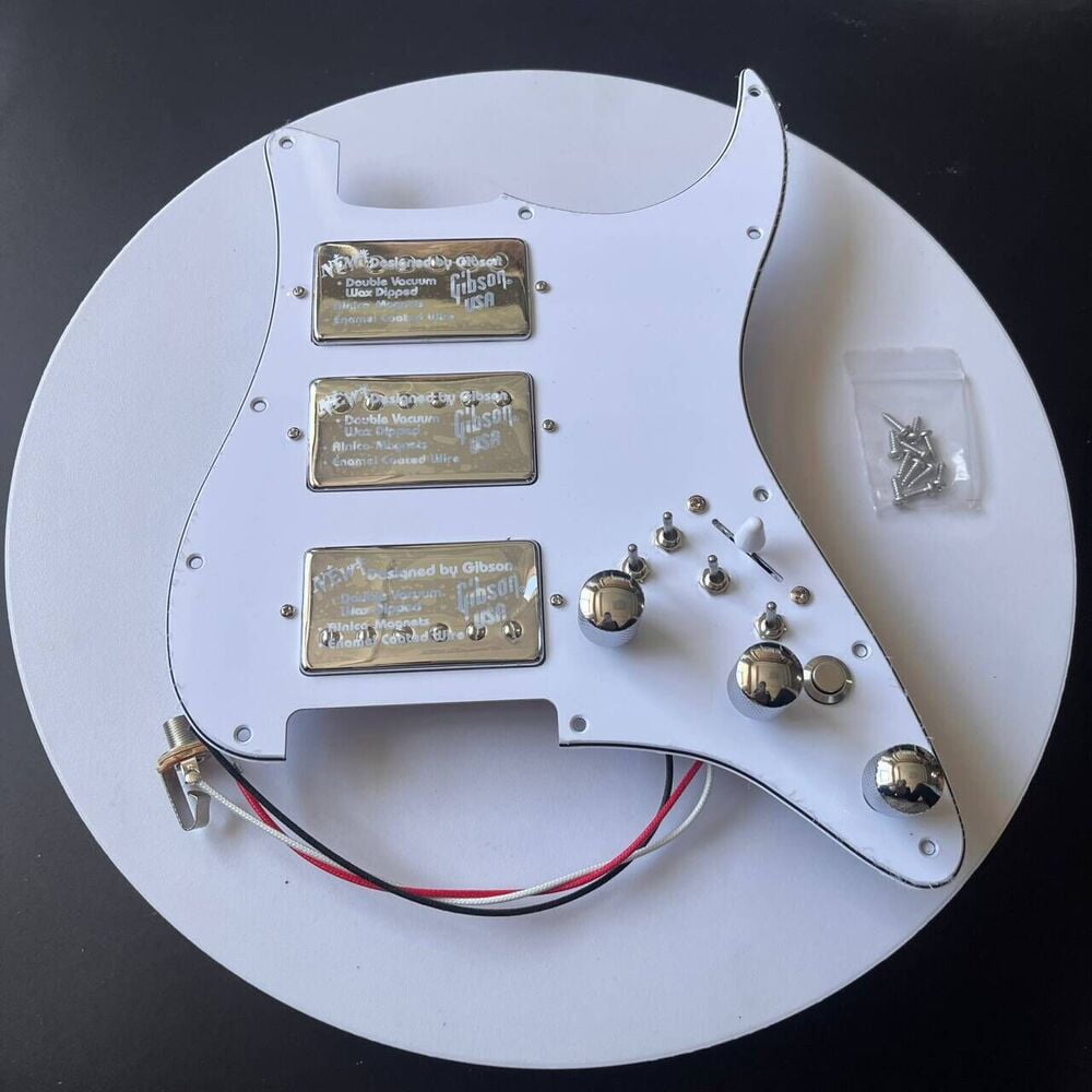 HHH Prewired Guitar Strat Pickguard Set  with Silent Switch Kill Swith  Alnico 5 Humbucker Pickups Coil Splitting Switch Multi Switch Harnesses for Fender ST Electric Guitar Replacement Parts