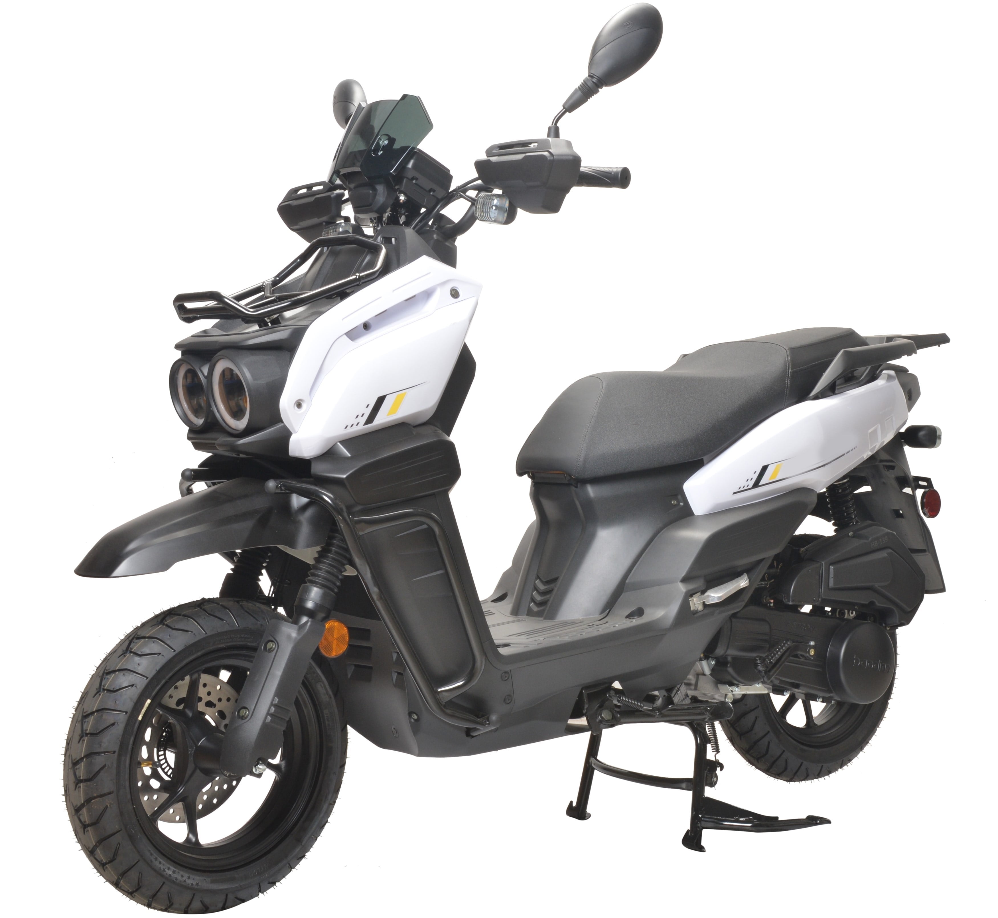 HHH Tank 150 Moped Gas Scooter 150cc Motorcycle Automatic Adult Bike with 12" Aluminum Wheels-White