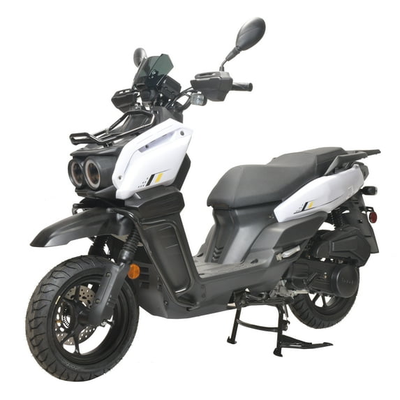 HHH Tank 150 Moped Gas Scooter 150cc Motorcycle Automatic Adult Bike with 12" Aluminum Wheels-White
