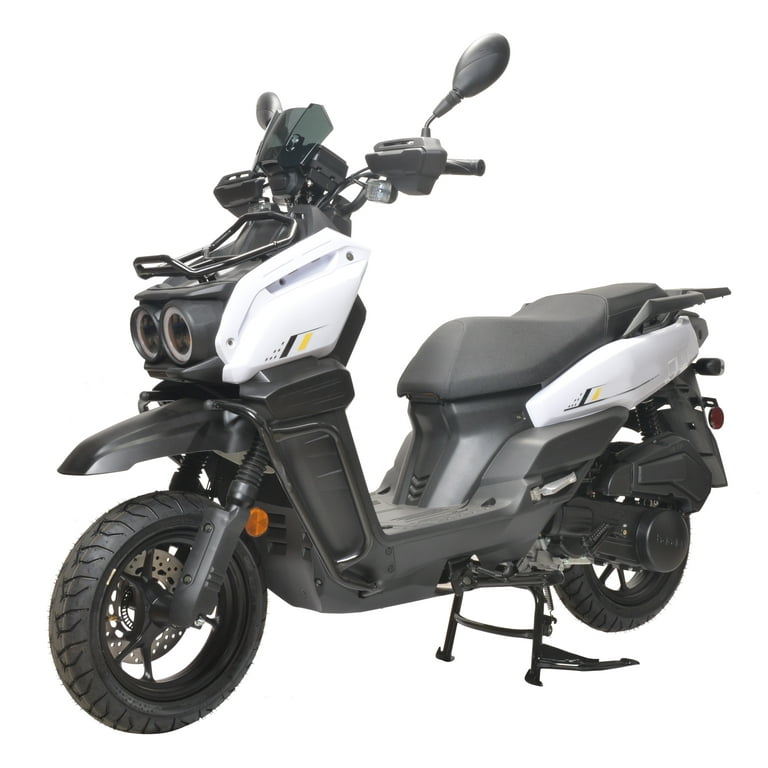HHH Tank 150 Moped Gas Scooter 150cc Motorcycle Automatic Adult Bike with 12 Aluminum Wheels White
