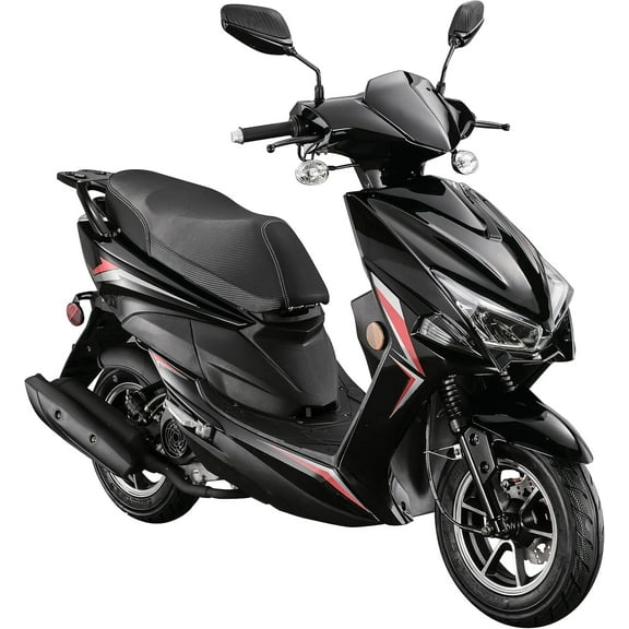 HHH X18 150cc Scooter Street Motorcycle Gas Moped 150cc Adult Bike with 10 inch Aluminum Wheels-Blue