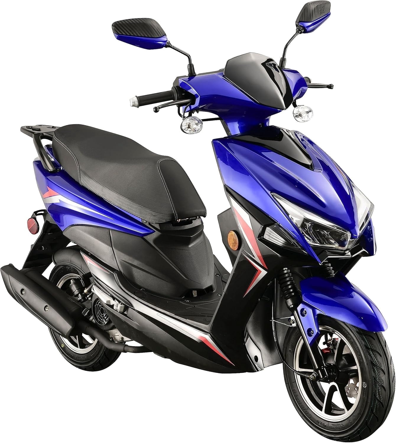 HHH X18 150cc Scooter Street Motorcycle Gas Moped 150cc Adult Bike with 10 inch Aluminum Wheels-Blue
