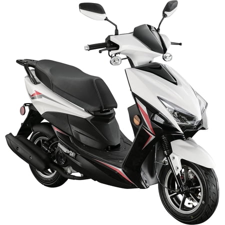HHH X18 150cc Scooter Street Motorcycle Gas Moped 150cc Adult Bike with 10 inch Aluminum Wheels-White