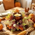 thumbnail image 1 of HHJZPR Artificial Pumpkin Fall Candle Ring Wreath, 9.84 Inch Autumn Mini Wreath for Candle Holder Thanksgiving Harvest Table Centerpiece Decor, 1 of 6