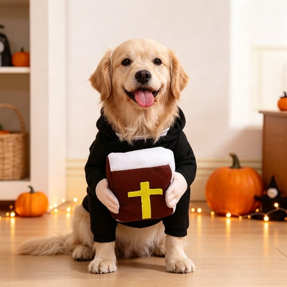 HHJZPR Halloween Pet Priest Costume, Dog Funny Holiday Cosplay Outfit for Small Medium Dogs Summerween Party Dress‑up
