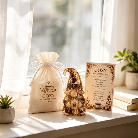 HHJZPR Pocket Hug Resin Gnome Figurine Gift Set, 3.15 Inch Mini Encouragement Gnome Ornament with Blessing Card & Drawstring Pouch, Positive Thinking Keepsake Gift