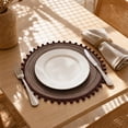 thumbnail image 1 of HHJZPR Round Pom Pom Woven Placemat, 14.97in Semi-Hand Braided Heat Resistant Table Charger Mat, Boho Decorative Circular Dining Coaster for Home Kitchen Restaurant Party Table Decor, 1 of 5