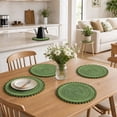 thumbnail image 1 of HHJZPR Round Pom Pom Woven Placemat, 14.98in Semi-Hand Braided Heat Resistant Table Charger Mat, Boho Decorative Circular Dining Coaster for Home Kitchen Restaurant Party Table Decor, 1 of 6