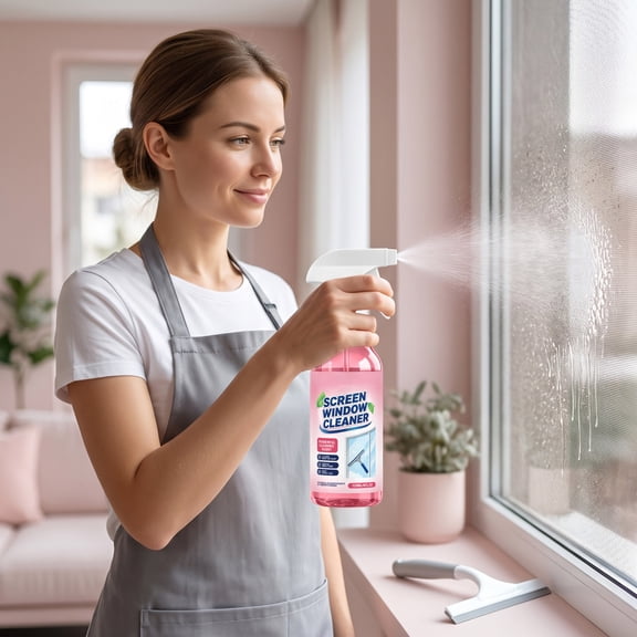 HHJZPR Screen Window Cleaner Spray, 4 FL OZ Multipurpose Household Cleaning Spray for Window Screen, Glass Mesh Surface