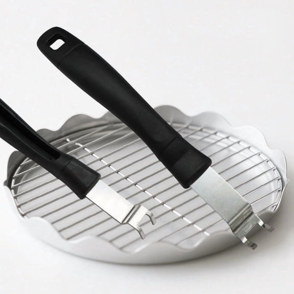 HHJZPR Stainless Steel Grill Lifter Tool with Heat-Resistant Handle, Heavy-Duty BBQ Rake for Lifting Grates, Coals & Pans