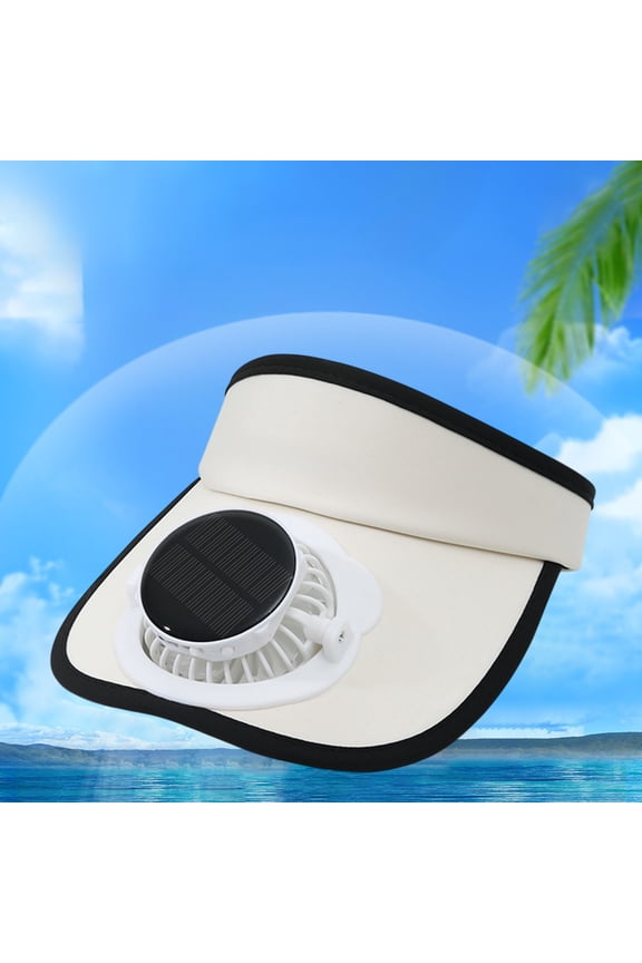 Summer Solar & USB Dual Charging Fan Empty Top Visor Hat, Adjustable Wide Brim UV Protection Breathable Sun Shield Cap For Outdoor Beach Sports