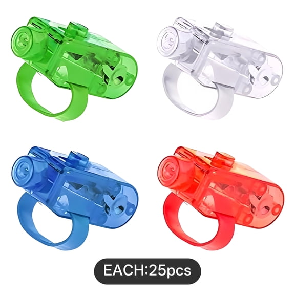 HHNOU 100Pcs Led Finger Lights,Finger Flashlight with Elastic Ring,Light Up Toys for Rave Trinkets,Party Favor,Concert Light Up Elastic Trinkets