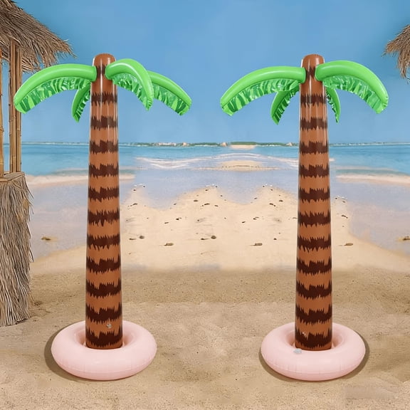 HHNOU 1Pc Inflatable Palm Tree Decor,Tropical Hawaiian Style Photo Prop for Summer Beach Pool Birthday Party Supplies Inflatable Palm Trees for Party Decor