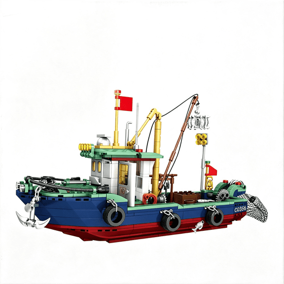 HHNOU Fishing Boat Building Blocks Sets, Boat Sea Fishing Building Blocks Toy Set Collection Decoration, Gifts for Boys and Girl Ages 6-12 Years Old and Up, 582 Pcs