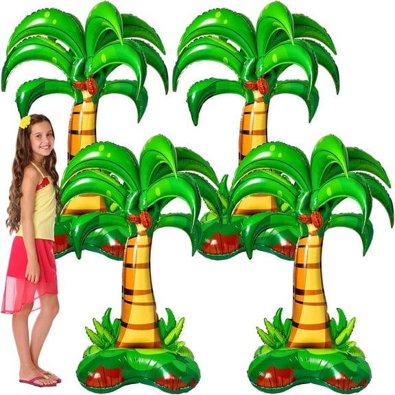 HHNOU Inflatable Palm Trees 52 Inch Giant Blow Up Palm Tree Hawaiian Party Decorations Tropical Trees Kids Adults Hawaiian Luau Beach Summer Theme Party Decorations Photo Prop Decor