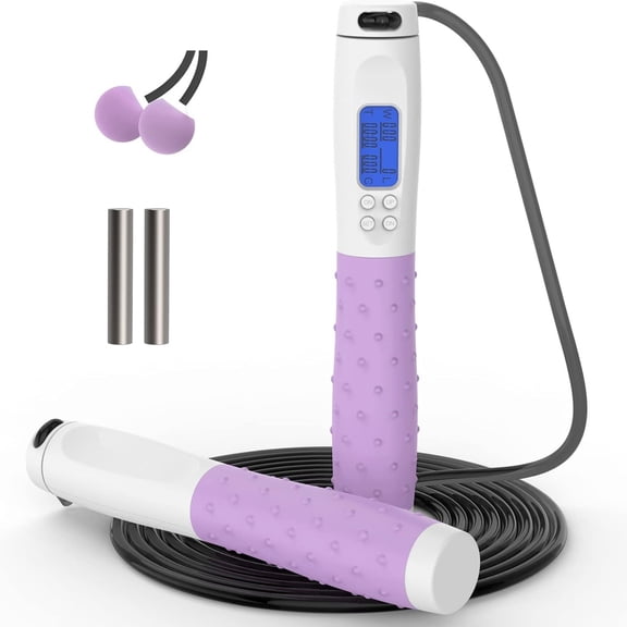 HHNOU Jump Rope, Weighted Jump Rope for Fitness, Skipping Rope with Counter-Heavy Handles, Adjustable Length-Cordless Jumping Rope for Men Women Kids Fitness Exercise Training