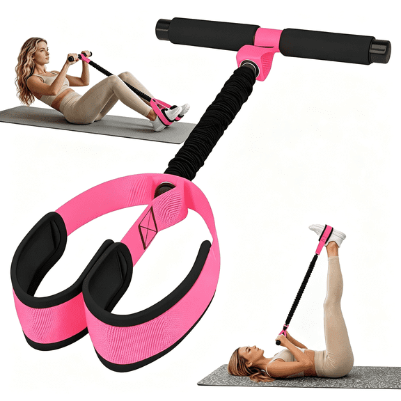 HHNOU Pedal Resistance Band with Handle for Women,55Lbs Exercise Bands for Core Abs Sculpting,Full Body Workout Equipment for Home Gym,Pilates,Physical Therapy