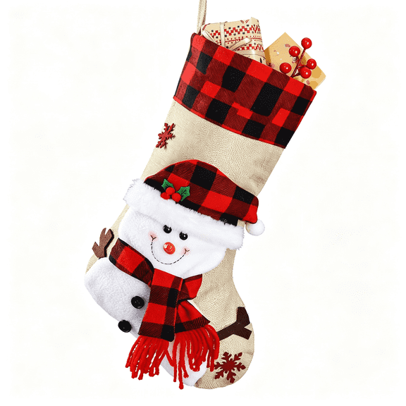 HHNOU Personalized Christmas Stockings-18.5'' Embroidery Custom Christmas Stockings with Names, Burlap Plaid Stockings Xmas Decor Gifts for Family Kids Holiday Party, 1-Pack Choose Any Styles