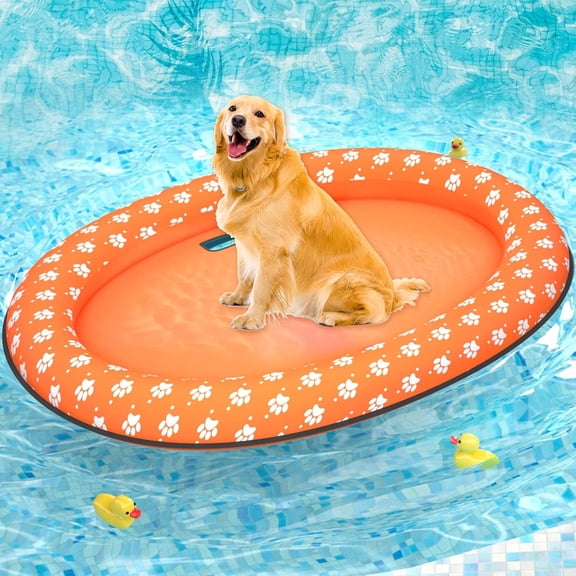 HHNOU Pet Soft Dog Float Raft - Inflatable Dog Swimming Float for Summer Dog Pool Float (Orange)