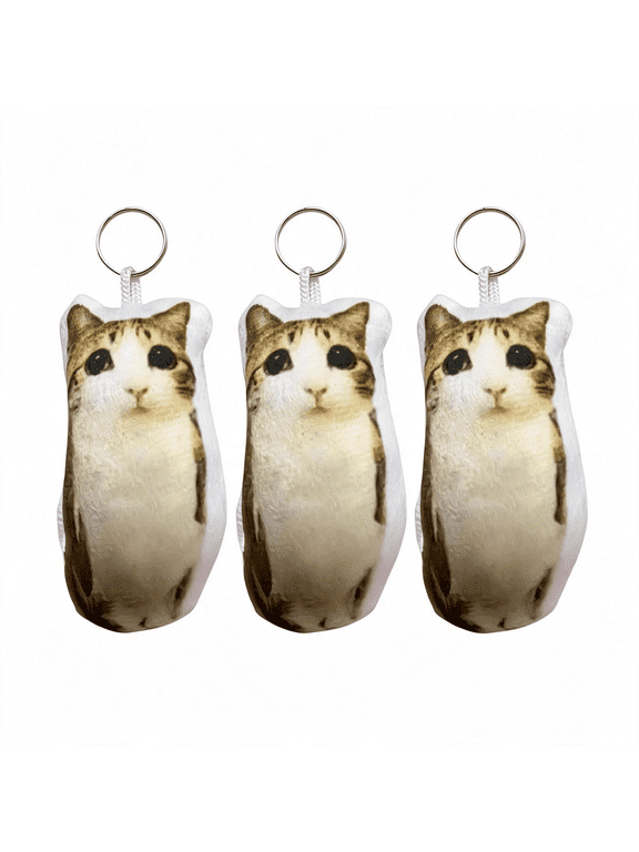 Voice-Playing Plush Cat Keychain Cute Realistic Cat Meow Sound Keyring,Funny Toy for Stress Relief,Backpack Accessory