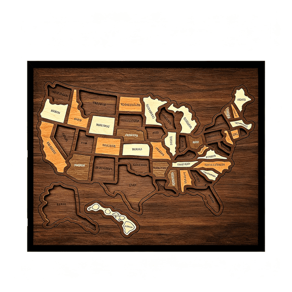 HHNOU Wooden Usa Map Puzzle,Perfect for Couples and Families Gift Wooden Perfect for Couples and Families Gift Wooden Usa Travel Map Puzzle
