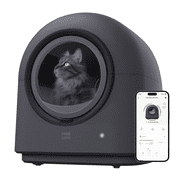 HHOLOVE TYPro Self-Cleaning Automatic Hands-Free Smart Robot Cat Litter Box with Litter Mat, Waste Bags, and Deodorizer, Black