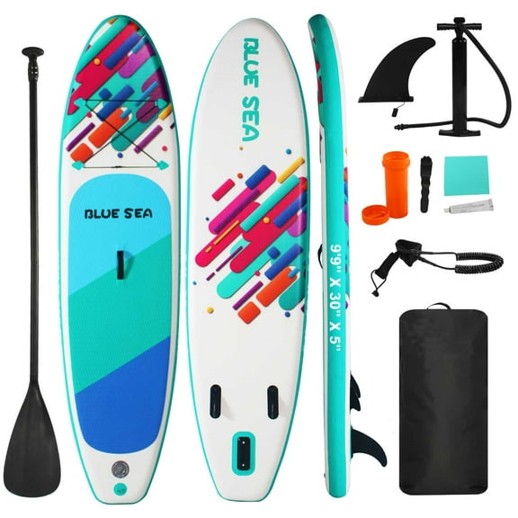 HHSJZWCY Premium PVC Inflatable Stand up Paddle Board for Adults, 9'9'' Lightweight & Portable SUP with Paddle, Pump, Backpack