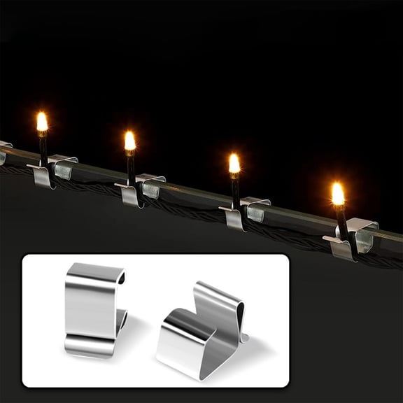 yuHome 50 Pcs Metal Christmas Light Gutter Hooks | Xmas String Lights Hanging Clips | Outdoor Seasonality Lighting Hook | Galvanized Manganese Steel | Gutter Eaves Decorations