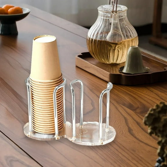 yuHome Acrylic Cup Holders | Disposable Cup Storage Rack | 2-Tier | Coffee Tea Cup Holder | Kitchen Counter Organizer | Home Office Use