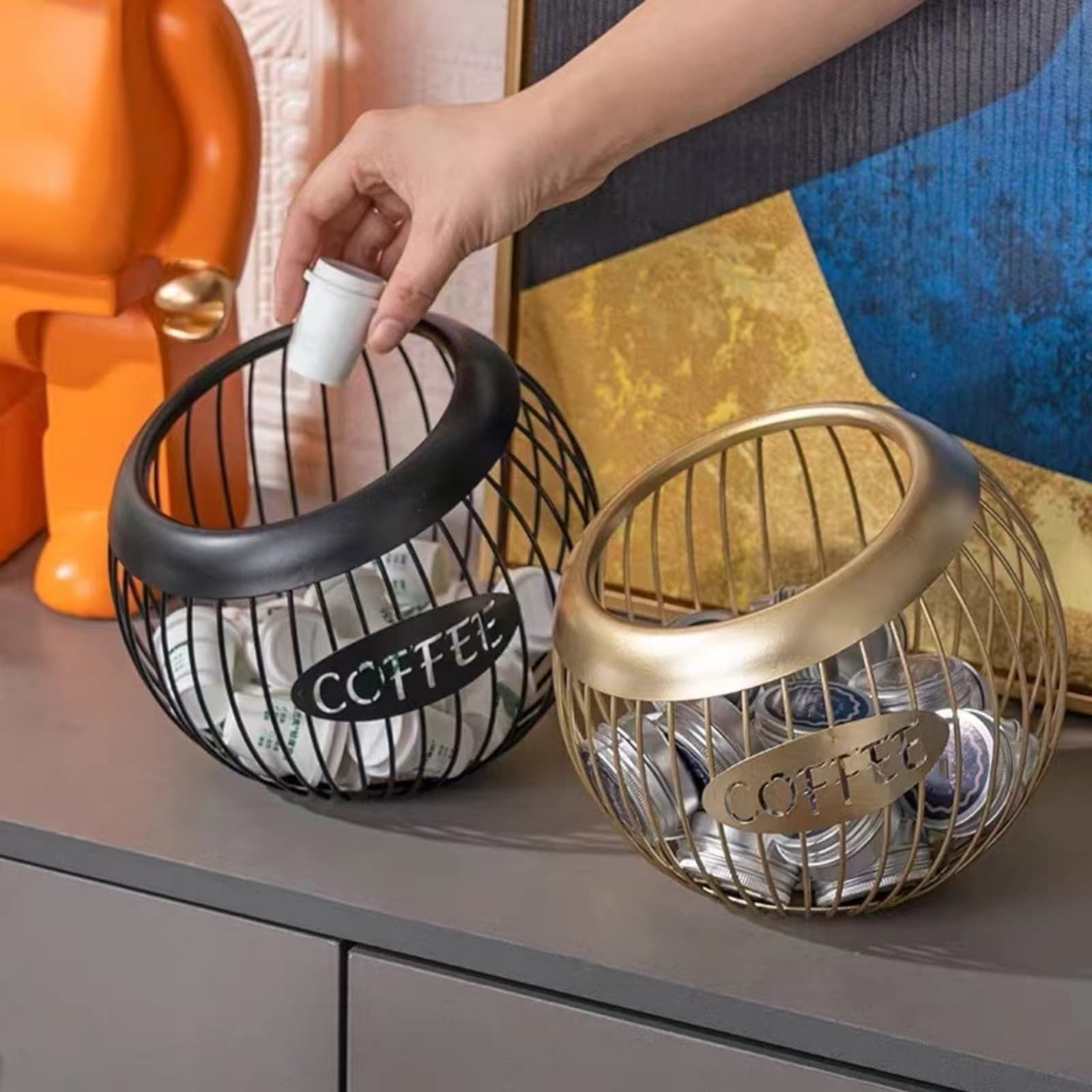 HHU Coffee Pod Holder | Large Capacity Organizer | Metal Storage Basket ...