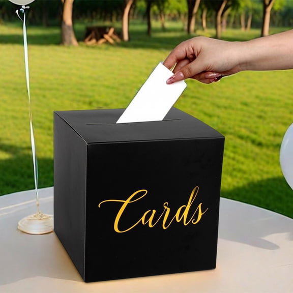 yuHome Foil Wedding Card Box | Paper Gift Box | 12.59X8.66X0.39In | 10 Cards | Party Decoration | Wedding Reception Birthday Graduation Little One Shower Raffle
