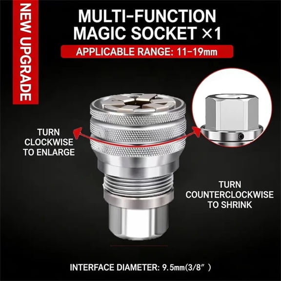 yuHome Universal Socket Wrench Tool,Adjustable 1019Mm Cool Gadgets for Men,Dad Gifts,High Torque Universal Socket for Rusted Bolts,3/8" Drive, Space Saving