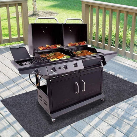 yuHome Under Grill Mat | Absorbent Fabric Gas Grill Mat | 50X36 Inch Fireproof Floor Protector | Washable Reusable Grill Gear for Decks and Patios | Oil Splatter Protection Mat