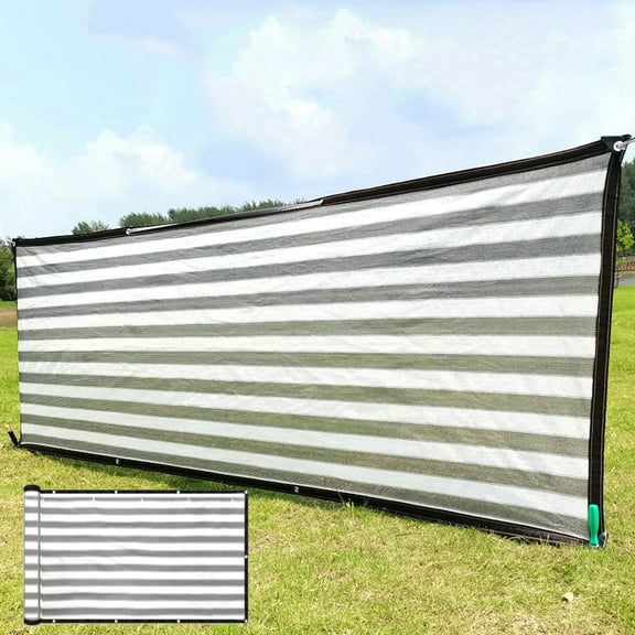 yuHome Outdoor Privacy Shade Net | Windproof Sunshade Mesh Tarp Striped Pattern | Reinforced Fabric with Rustproof Metal Eyelets | 1-Pack | Balcony Garden Patio Construction Area Cover
