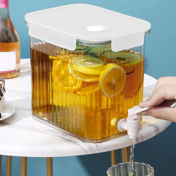 yuHome Plastic Drink Dispenser for Fridge | 3.5L Cold Water Pitcher with Spigot | Beverage Container for Iced Tea Lemonade | Lock Lid | Party Bar Use