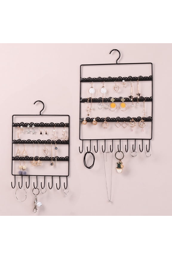 Wall Mounted Jewelry Organizer | Metal Display Stand | 1 Piece | Hanging Rings Earrings Holder | Jewelry Storage Rack