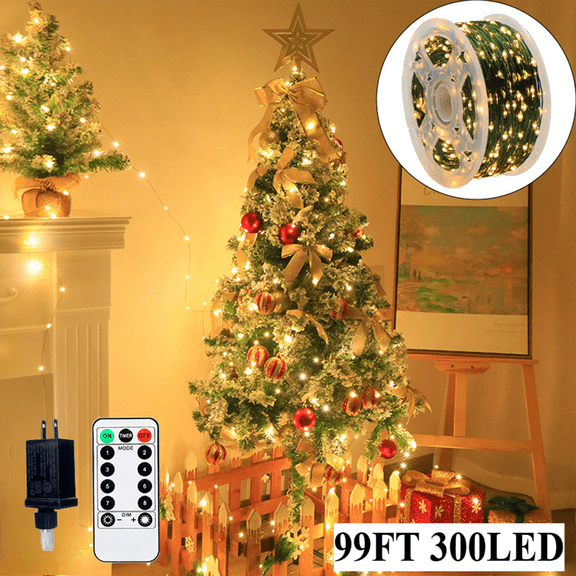 HHVB 1500LED Christmas Tree Lights Fairy String Light 492FT Green Copper Wire Warm White and Multicolor Dimmable with Remote, Twinkle Lights for Party Wedding Indoor Outdoor Decor