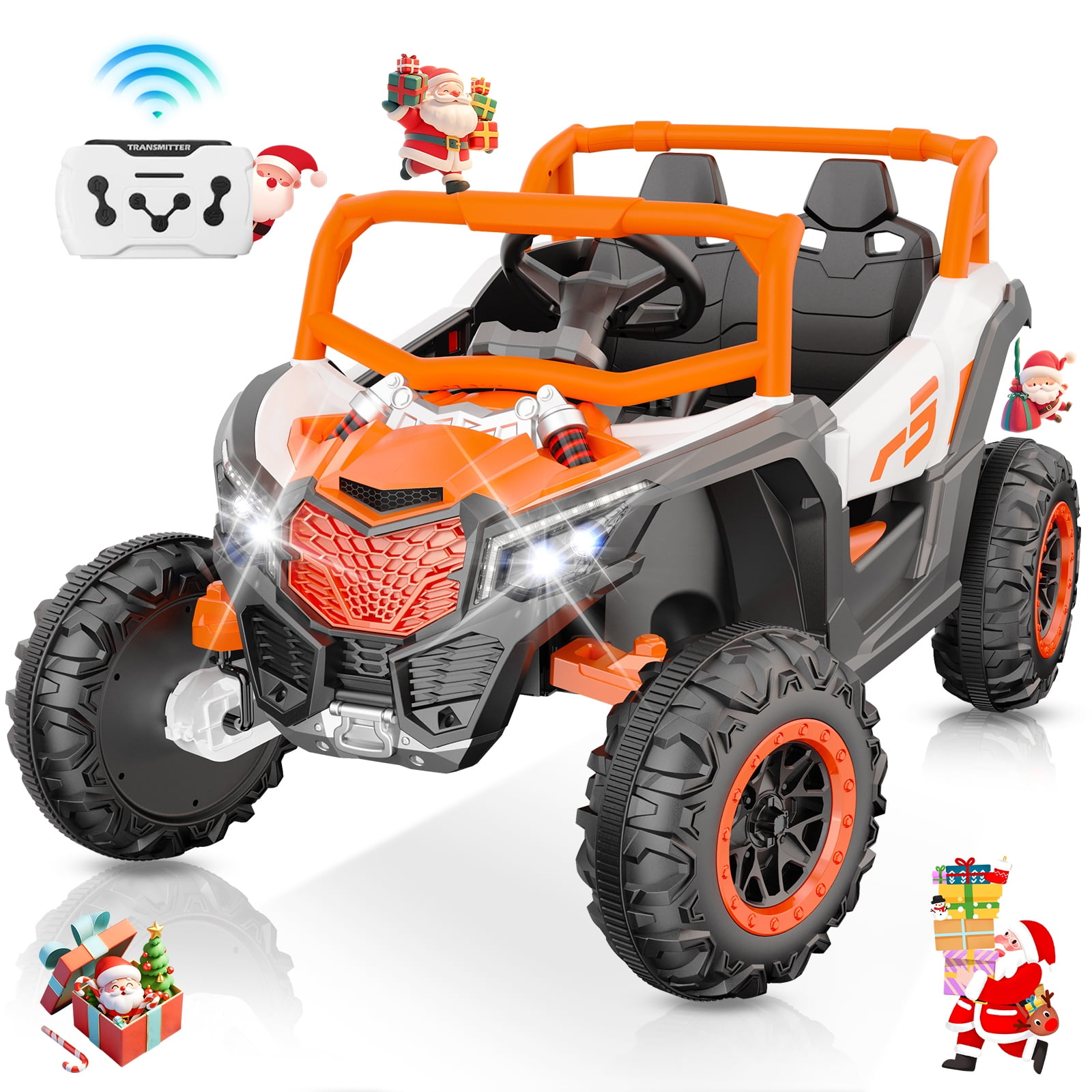 Orange 12V 2-Seater Off-Road Ride-On Car with Remote Control