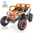 thumbnail image 1 of YunTopKids 12V Ride on Toys, Power Truck Wheels with 2 Seaters, Electric Car for Kids with Remote Control, LED Light, Bluetooth,Orange, 1 of 10