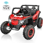 YunTopKids 12V Ride on Toys, 2 Seater Electric Cars for Kids , Ride on Cars with Remote Control Bluetooth, Music Player for 3-6 Boy Girl Gift,Red